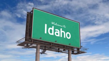 Idaho Yol Tabelasına hoş geldiniz. Idaho Eyaleti 'ne iniş yapan uçak..