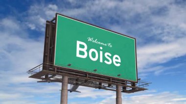 Boise Yolu Tabelasına hoş geldiniz. İniş yapan uçak Idaho Boise USA.