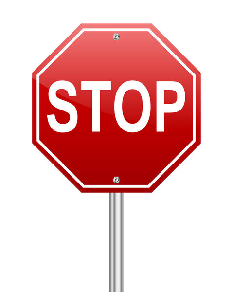 Stop traffic sign on white