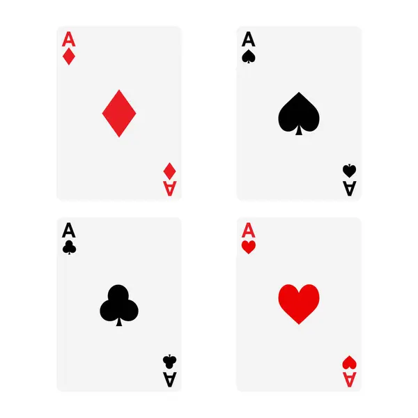 一套扑克牌 一套白色背景的Ace牌套装 — 图库矢量图片