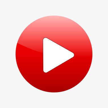Beyaz arkaplanda kırmızı parlak çalma düğmesi