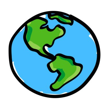 Beyaz arka plan üzerinde çizilmiş dünya el