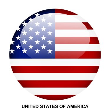 UNITED STATES OF AMERICA flag button on white background clipart