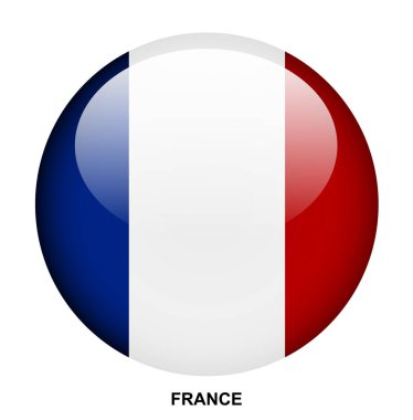 FRANCE flag button on white background clipart