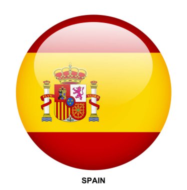 Beyaz arkaplanda İspanya bayrağı düğmesi
