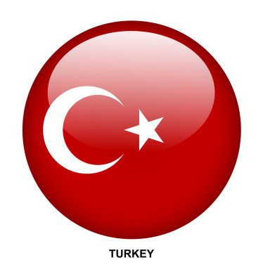Beyaz arkaplanda TURKEY bayrak düğmesi