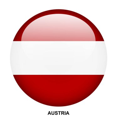 Beyaz arkaplanda AUSTRIA bayrak düğmesi