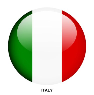  Beyaz arkaplanda İtalya bayrağı düğmesi