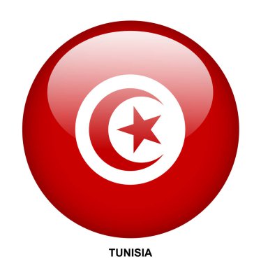 Beyaz arkaplanda TUNISIA bayrak düğmesi
