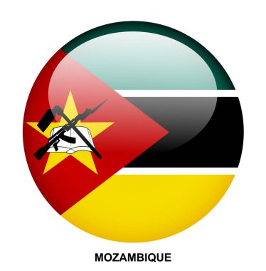 Beyaz arkaplanda MOZAMBIQUE bayrak düğmesi