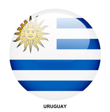 Beyaz arkaplanda URUGUAY bayrağı düğmesi