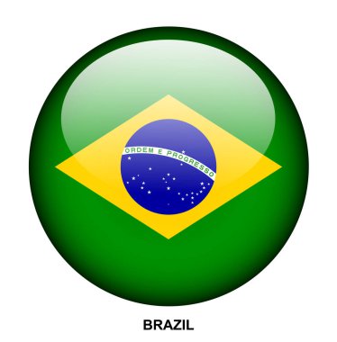 Beyaz arkaplanda Brezilya bayrağı düğmesi