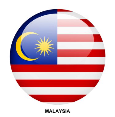 Beyaz arkaplanda MALAYSIA bayrak düğmesi