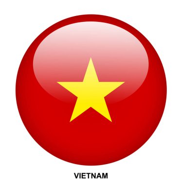 Beyaz arkaplanda VIETNAM bayrak düğmesi