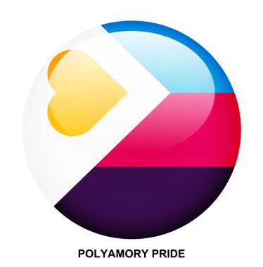 Beyaz arkaplanda POLYAMORY PRIDE bayrak düğmesi