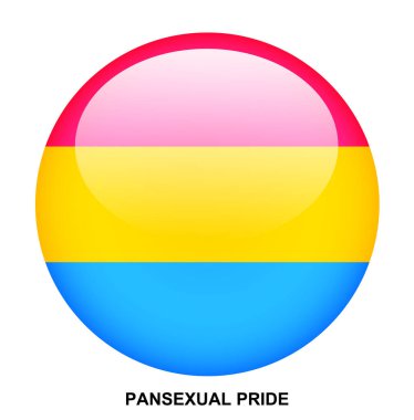 Beyaz arkaplanda PANSEXUAL PRIDE bayrak düğmesi