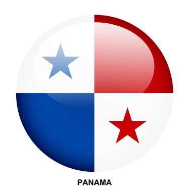 Beyaz arkaplanda PANAMA bayrak düğmesi