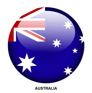 Beyaz arkaplanda Avustralya bayrağı düğmesi