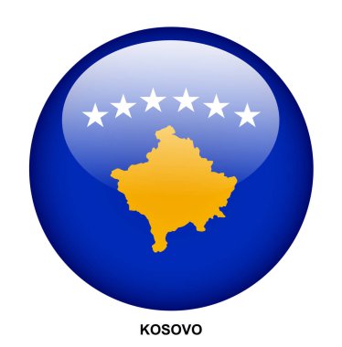 Beyaz arkaplanda KOSOVO bayrak düğmesi