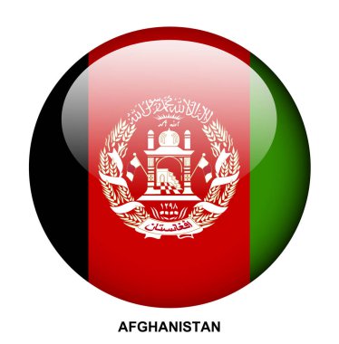 Beyaz arkaplanda AFGHANISTAN bayrak düğmesi