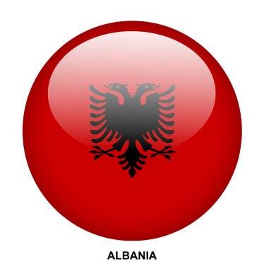 Beyaz arkaplanda ALBANIA bayrak düğmesi