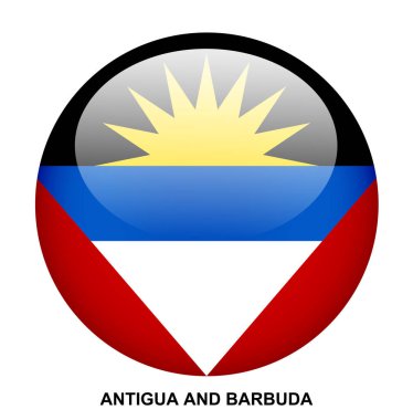 Beyaz arkaplanda ANTIGUA ve BARBUDA bayrak düğmesi