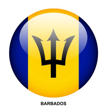 Beyaz arkaplanda Barbados bayrak düğmesi