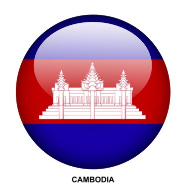 CAMBODIA flag button on white background
