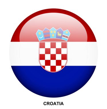 Beyaz arkaplanda CROATIA bayrak düğmesi