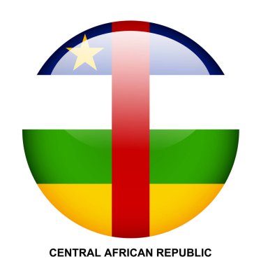  Orta Afrika Cumhuriyeti bayrağı düğmesi beyaz arka plan üzerinde