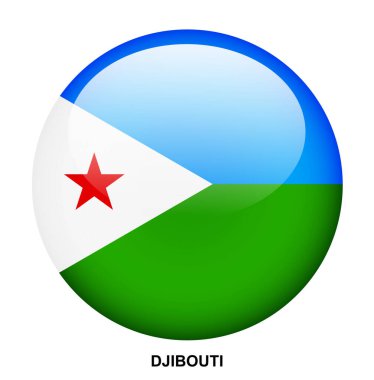 Beyaz arkaplanda Cibuti bayrak düğmesi