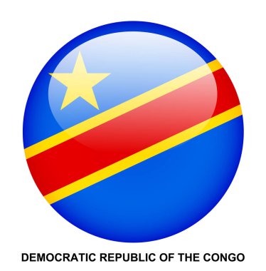 Beyaz arkaplan üzerindeki Kongo bayrak düğmesinin DEMOKRATİK REUKLİK
