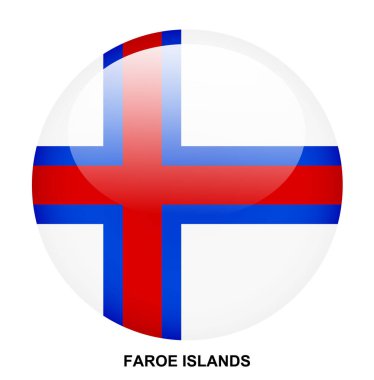 Beyaz arkaplanda Faroe Adaları bayrak düğmesi