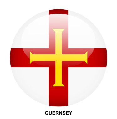Beyaz arkaplanda GUERNSEY düğmesi bayrağı