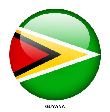 Beyaz arkaplanda Guyana bayrağı düğmesi