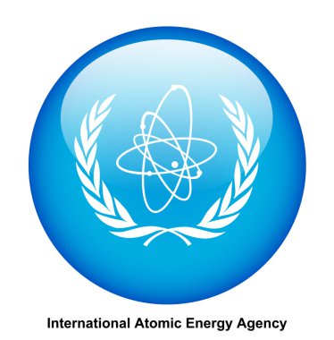 Beyaz arkaplanda Uluslararası Atom Enerjisi Dairesi bayrak düğmesi