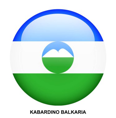 Beyaz arkaplanda KABARDINO BALKARIA bayrak düğmesi