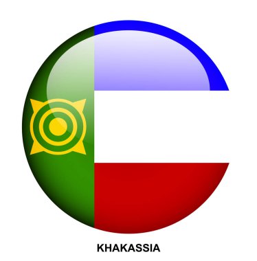 Beyaz arkaplanda KHAKASSIA bayrak düğmesi