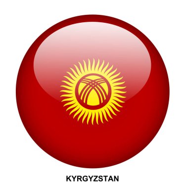 Kırgızistan bayrak düğmesi beyaz arkaplanda