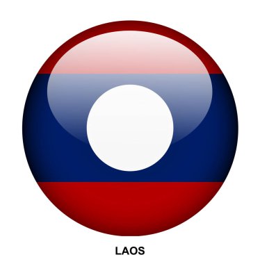 Beyaz arkaplanda Laos bayrağı düğmesi
