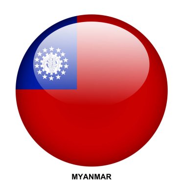 Beyaz arkaplanda MYANMAR bayrak düğmesi