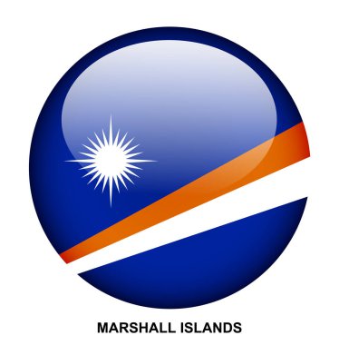 Beyaz arkaplanda Marshall Adaları bayrak düğmesi