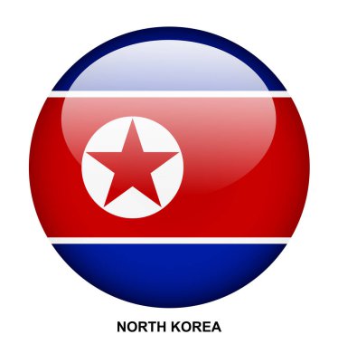 Beyaz arkaplanda Kuzey Kore bayrağı düğmesi