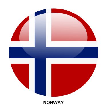 Beyaz arkaplanda NORway bayrağı düğmesi