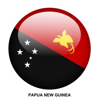 Beyaz arkaplanda PAPUA YENİ GUINEA bayrak düğmesi