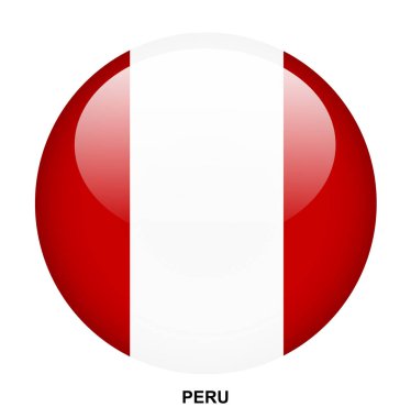 Beyaz arkaplanda Peru bayrağı düğmesi