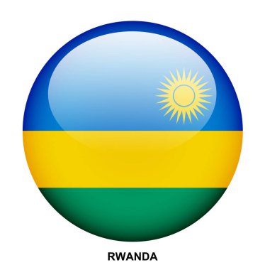 Beyaz arkaplanda Rwanda bayrağı düğmesi