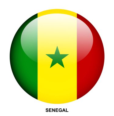 Beyaz arkaplanda SENeGAL bayrak düğmesi