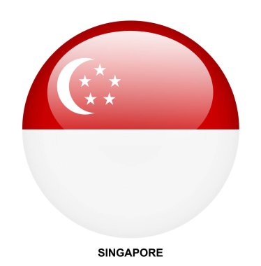 Beyaz arkaplanda SINGAPORE bayrak düğmesi