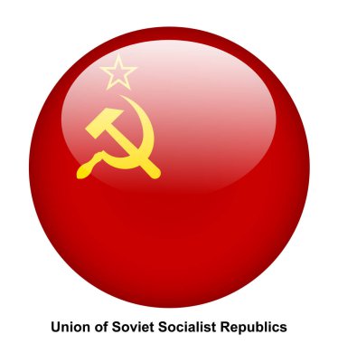 Sovyet Sosyalist Cumhuriyetler Birliği beyaz arka planda bayrak düğmesi